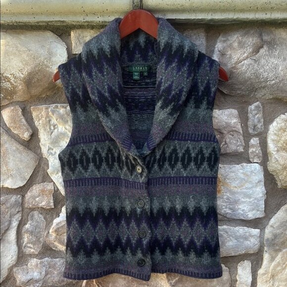 Lauren Ralph Lauren Sweaters - Vintage Lauren Ralph Lauren Lambswool Sweater Vest Small Southwestern Cabin Core